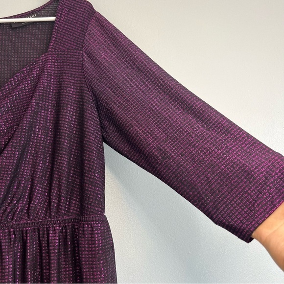 LANE BRYANT SHIMMER PURPLE 3/4 SLEEVE FRONT RUCHED V-NECK JUMPSUIT SZ 18/20 - Picture 6 of 12